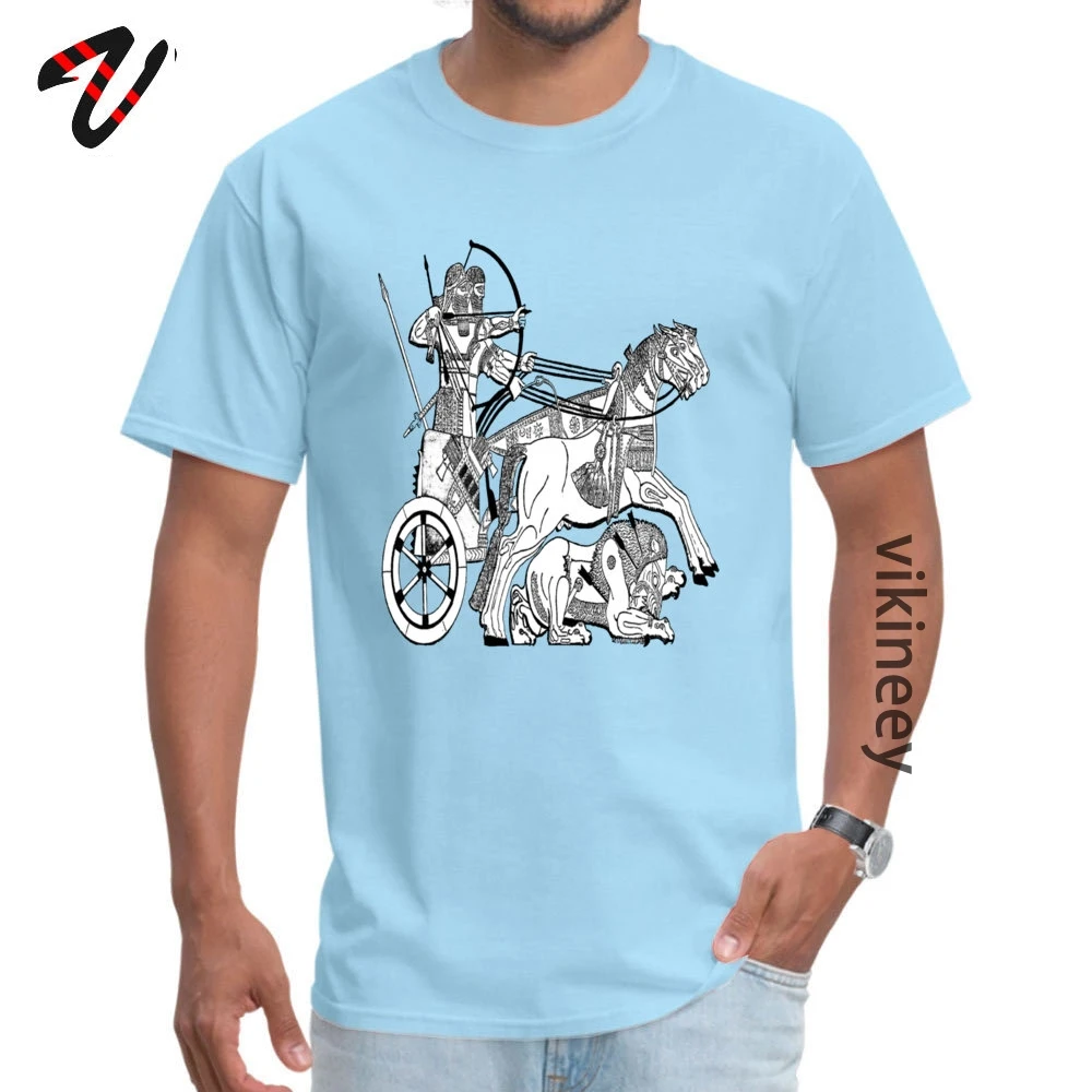 Geek Assyrian Chariots of War Round Neck T Shirts April FOOL DAY Tops Tees Short Sleeve for Men Family Pure Cotton Gift T Shirt Assyrian Chariots of War 1999 light