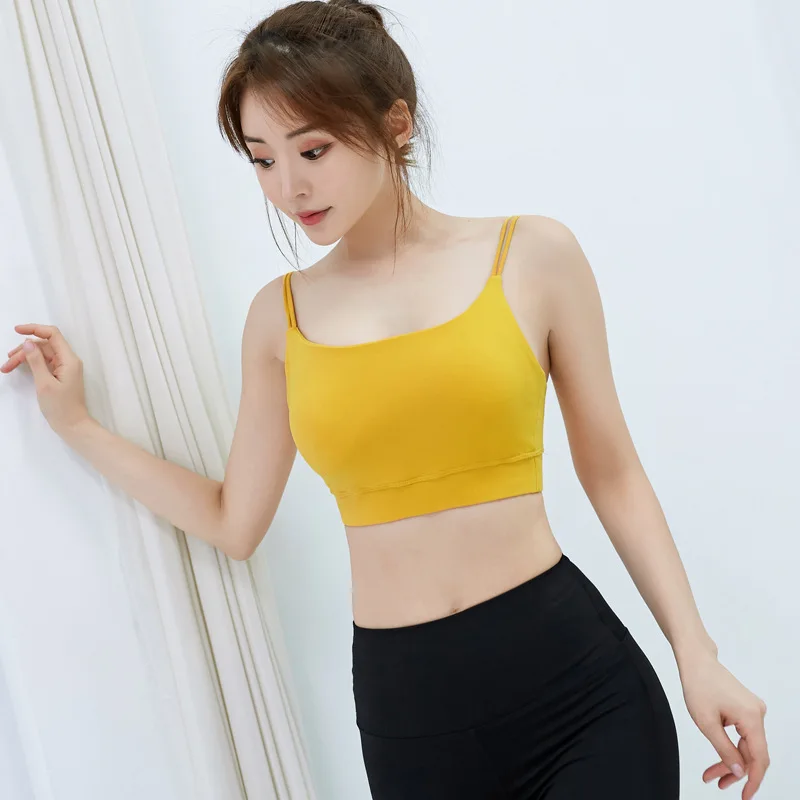 

2019 New Style Camisole Bra Sexy Solid Color Bra Sports Fitness Running Camisole Bra Quick-Dry Bra