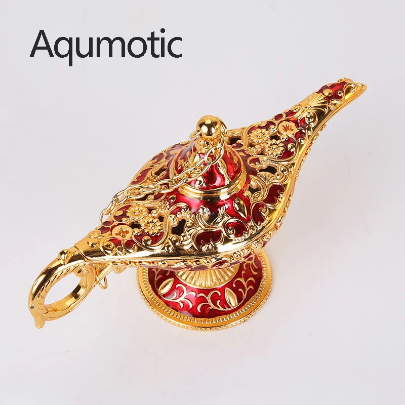 Aqumotic лампа хорошего алада Дин чайник около 22 см Большой арабский желая части Ретро Aladin стиль украшения дома стиль ремесло Ornamen - Цвет: Красный