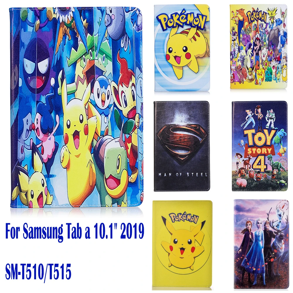 Чехол для Samsung Galaxy Tab A 10 1 2019 T510 T515 дюйма защитный чехол подставка умный Pokemon Go Милый