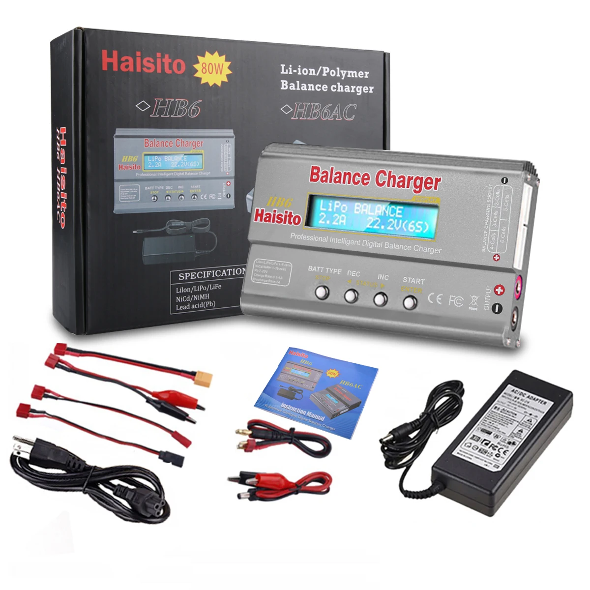 HTRC Imax B6 80W Lipo Charger For Lipo NiMh Li-ion Ni-Cd PB Battery Digital LCD RC Balance Charger Discharger + 15V 6A Adapter shaver charger cord