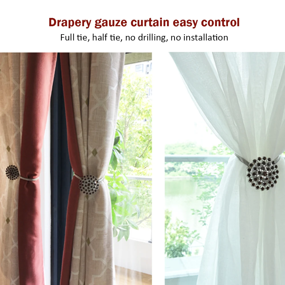Soporte para cortina con diamantes de imitación, hebilla de con forma de flor, accesorios decorativos para ventana, para el hogar|Accesorios decorativos de cortinas| - AliExpress