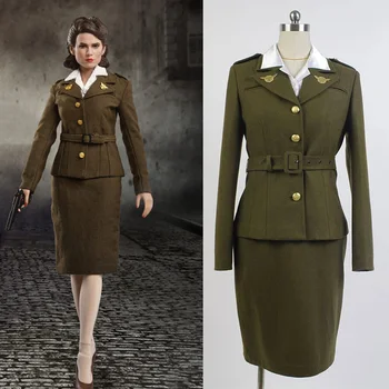 

Adult Women The First Avengers Captain America Agent Peggy Carter Cosplay Costume Uniform Full Set For Halloween party Free Ship