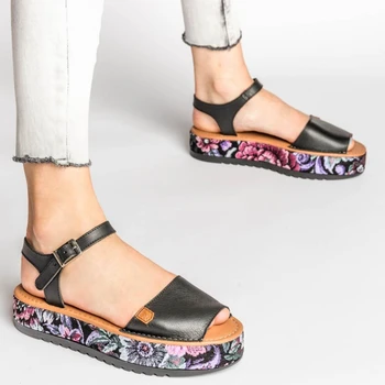 

Women's Sandals Summer Ladies Shoes Female Sandals Soft Beach Shoes Printed Flat Sandals Sandalias Mujer 2020 Fashion