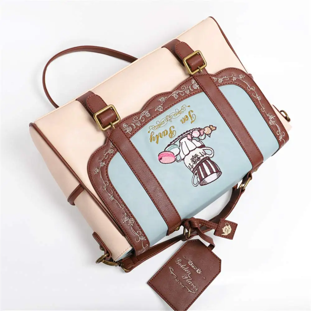 Sac à dos Vintage brodé Lolita pour femmes, porte-documents, sacoche pour ordinateur portable_voghion.com