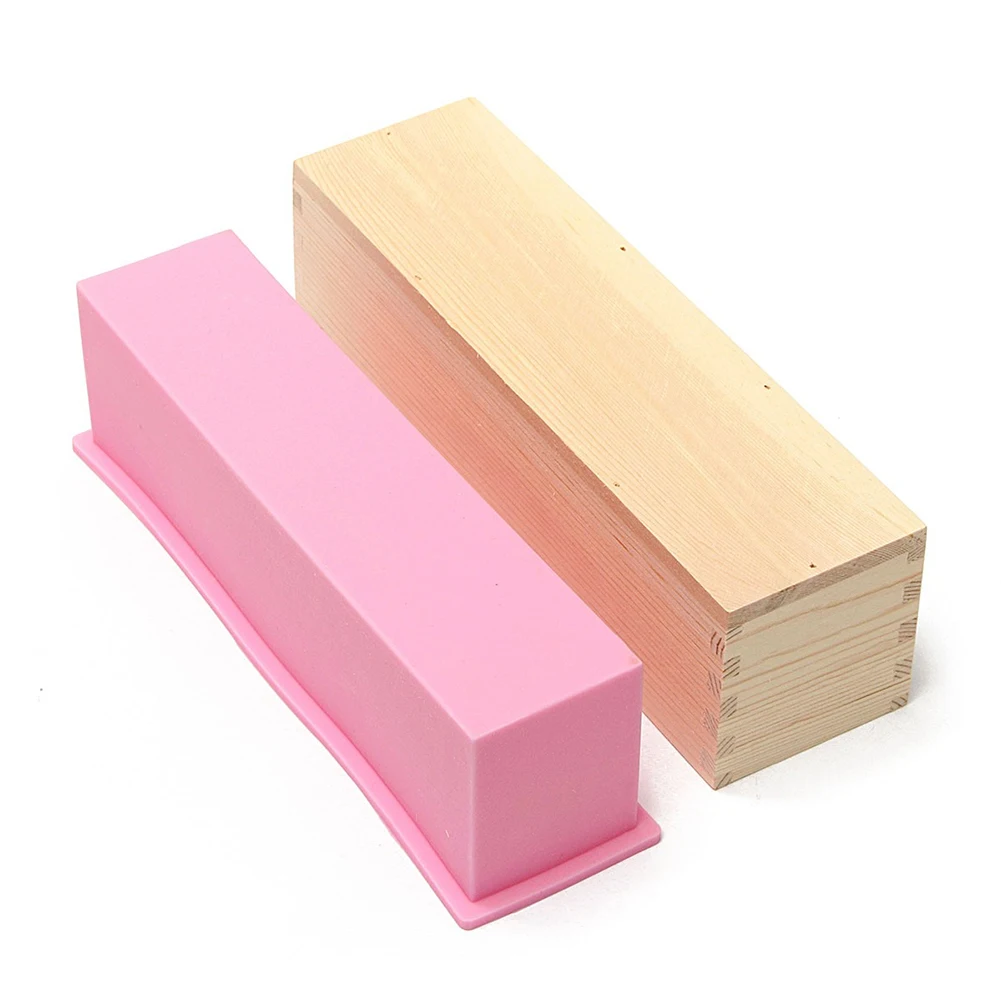 Силиконовая форма для мыла с деревянной коробкой, домашняя буханка, мыло, слайсер, резак, квадратная форма, формы для тортов, силиконовые формы для мыла
