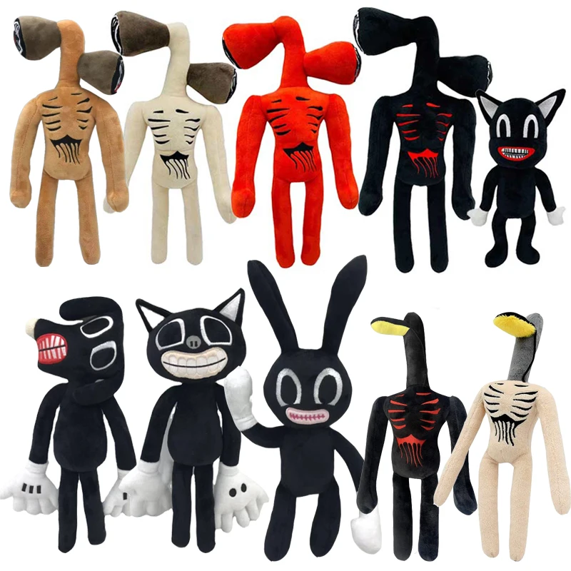 Muñeco de peluche de cabeza de sirena para niños, juguete de felpa de cabeza de sirena de 25-38cm en color negro, blanco y rojo, gato, cacahuete, figura rellena de dibujos animados