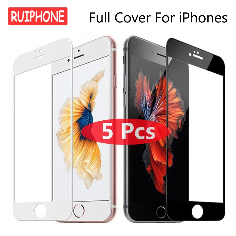 Защитное стекло закаленное для iPhone 7/8/6/6s Plus/5 5S/SE/X/Xs Max/XR 5 шт. | Мобильные телефоны и