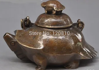 

bronze copper animal Turtle Wine Tea Pot Flagon Claret Jug lucky statue