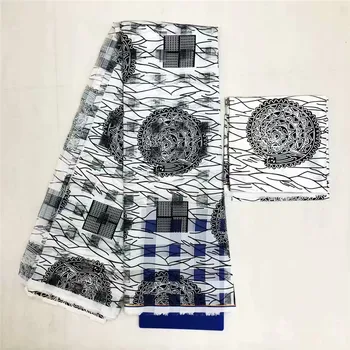 

hot sale new african 4 yards organza matching 2 yards ribbon silk african lady ankara clothes dress