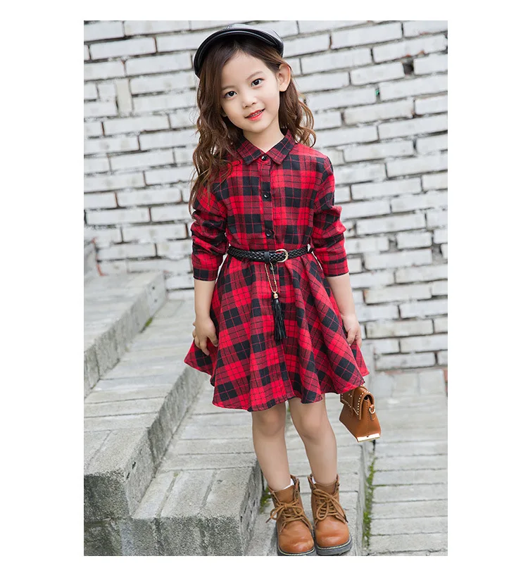 Teen Casual Girl Dresses  Fashion Plaid Letter Kids Long Sleeve Clothes Spring Autumn Children Dress For Girls 3 to 13 Years (14)