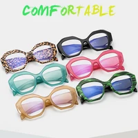 Polygon Leopard Reading Glasses Women Anti Radiation Blue Light Blocking Lens Readers Eyeglasses For Sight 0 to +6.0 Presbyopia 2