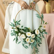 PEORCHID Свадебная гирлянда обруч букет Свадебный венок искусственные листья Цветочная корзина для невесты цветы для украшения