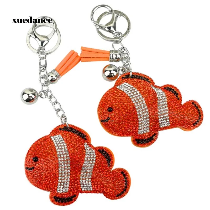 

Full Crystal Rhinestone Clownfish Keychain Car keyrings Women's bags Decoration Accessories horse Pendants Jewelry