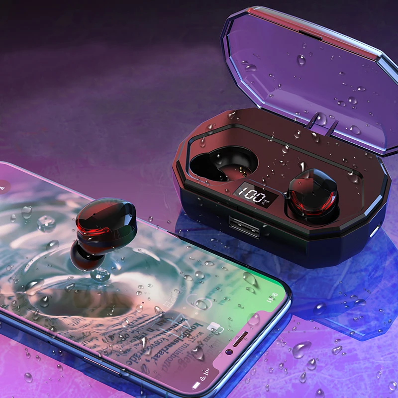 Origin R10 TWS Bluetooth наушники с сенсорным управлением, беспроводная гарнитура IPX6, водонепроницаемые наушники с ЖК-экраном, чехол для зарядки 2000 мАч