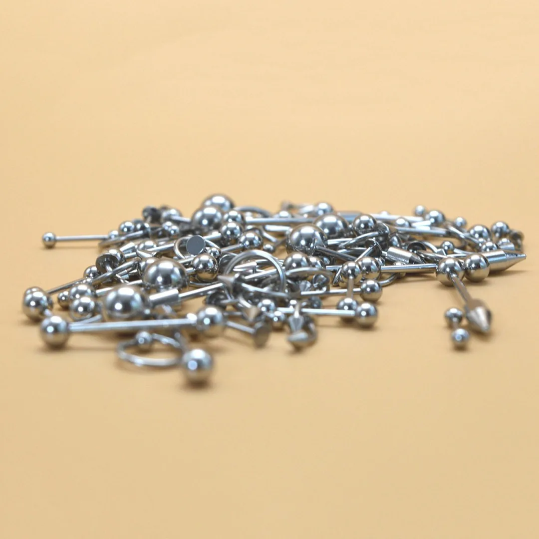 85Pcs/lot Stainless Steel Tongue Lip Labret Eyebrow Ring Belly Navel Rings Punk Nose Ring Stud Piercing Set Body Jewelry