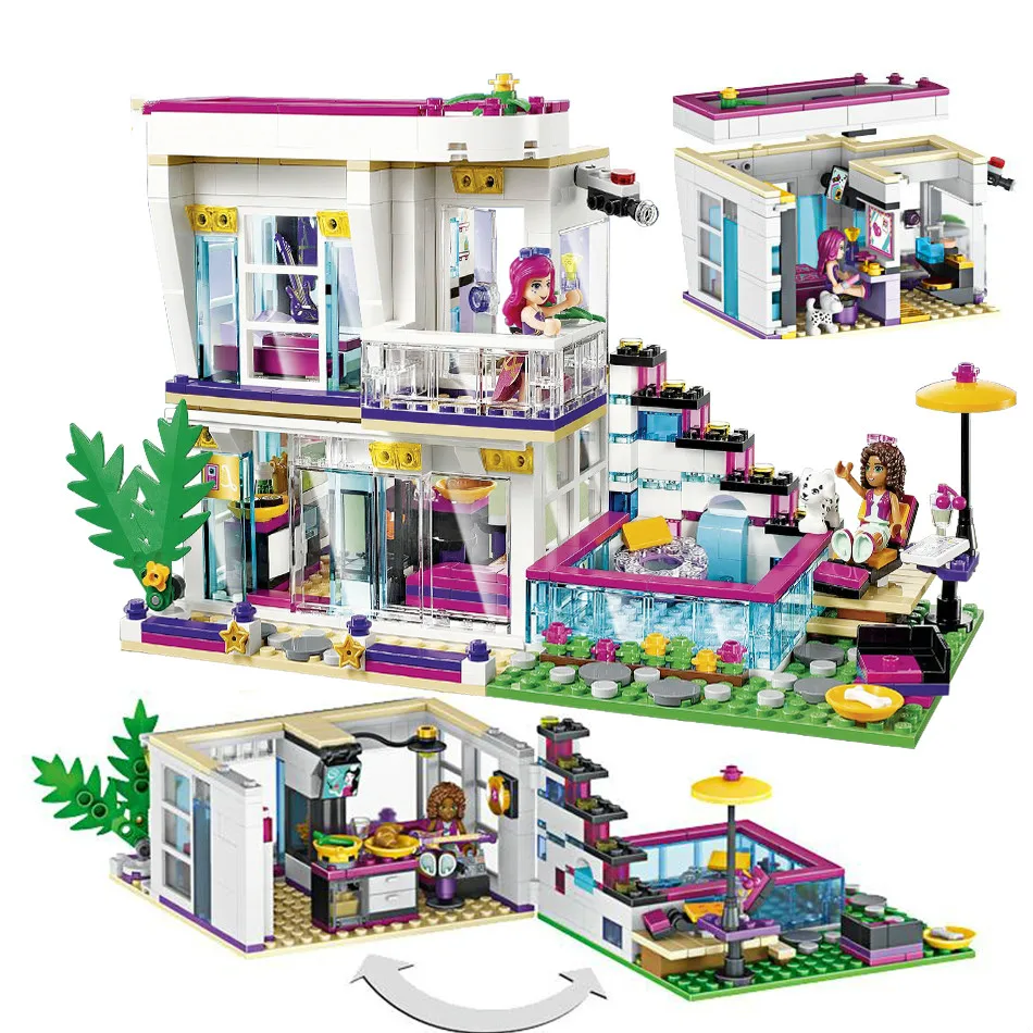 

760PCS Pop Star Livi's House Building Block Compatible Legoinglys Friend for Girls Figures Bricks Educational Toys for Children