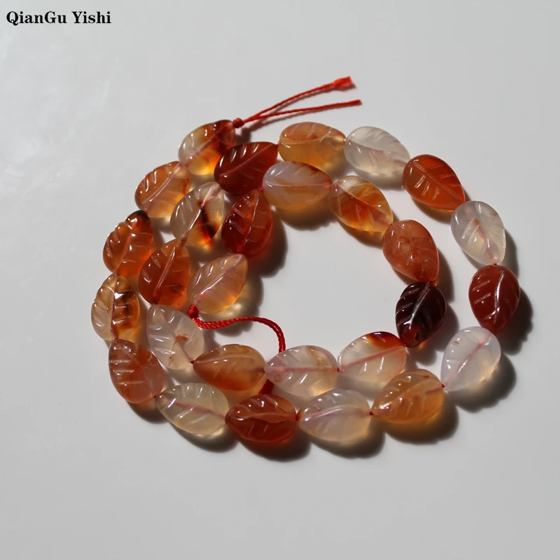 

AAA+ Irregular Strip Natural leaves chalcedony agate Stone Beads the middle hole For Jewelry Making DIY Bracelet L14W10T5MM 26p