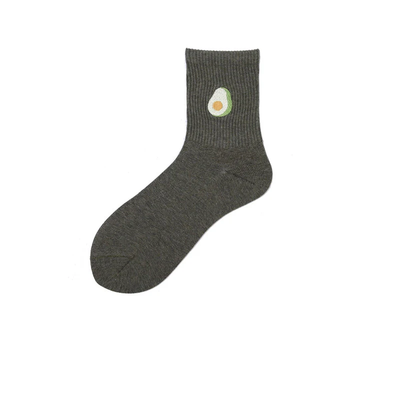 Осенние модные женские модные носки хлопок фрукты вышивка дезодорант удобные короткие новые эластичные носки для женщин - Цвет: Зеленый