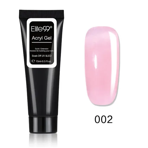 Elite99 15 мл полигель для ногтей акриловый полигель розовый белый металл с прозрачными кристаллами УФ светодиодный гель для наращивания - Цвет: 002
