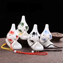 Ocarina 6 отверстий бамбуковые листья шаблон AC ключ Музыкальный инструмент для начинающих обучения FOU99