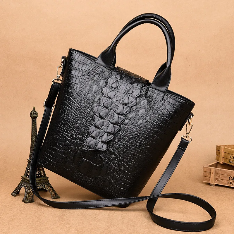 

WOMEN'S Bag 2019 New Style Europe And America Classic Crocodile Pattern Women's Shoulder Oblique Bag Simple Large Capacity Handb