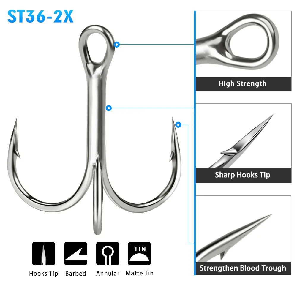 Triple Barbed Hooks Anzuelos De Pesca Mar Deep Ocean Treble Hooks Large  20pcs Three Anchor Hooks