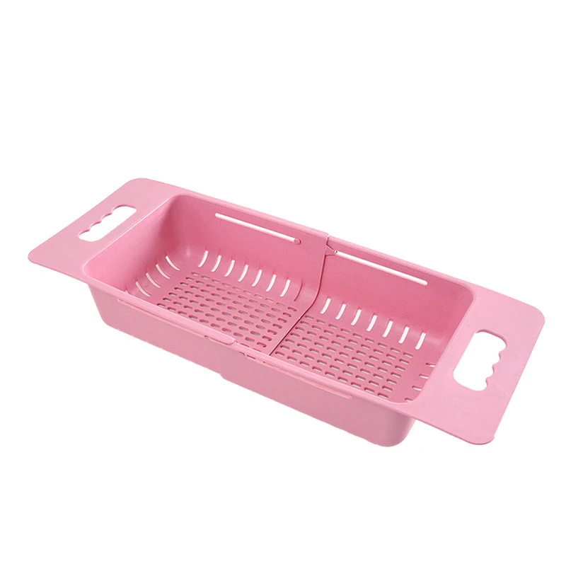 Pink Junejour, регулируемая сушилка для посуды, корзина для слива, мытье овощей, фруктов, пластиковая сушилка, органайзер для кухонных принадлежностей - Цвет: Pink