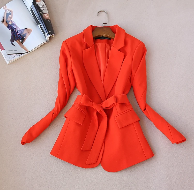 Женский однотонный костюм из 2 предметов пиджак с отложным воротником и