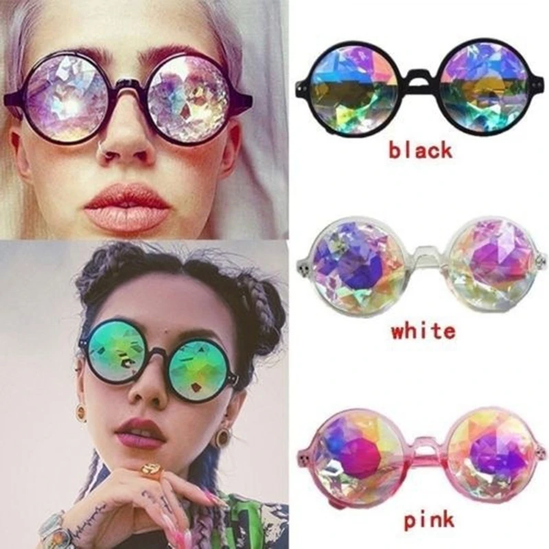 RETYLY Kaleidoscope Glasses Rave Festival Party Sunglasses Diffracted Lens-Pink