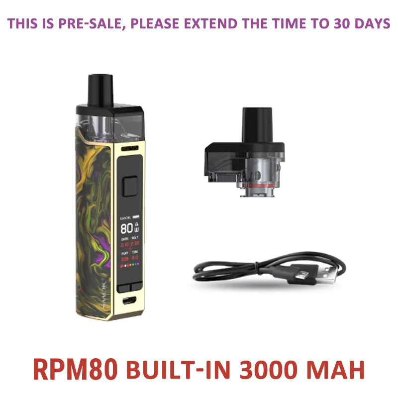 Новинка RPM80 Pod Vape комплект 3000 мАч батарея 5 мл картридж и SMOK RPM80 PRO комплект RPM RPM80 RGC Pod электронная сигарета испаритель RPM80 VS RPM40 - Цвет: RPM80fluidgold