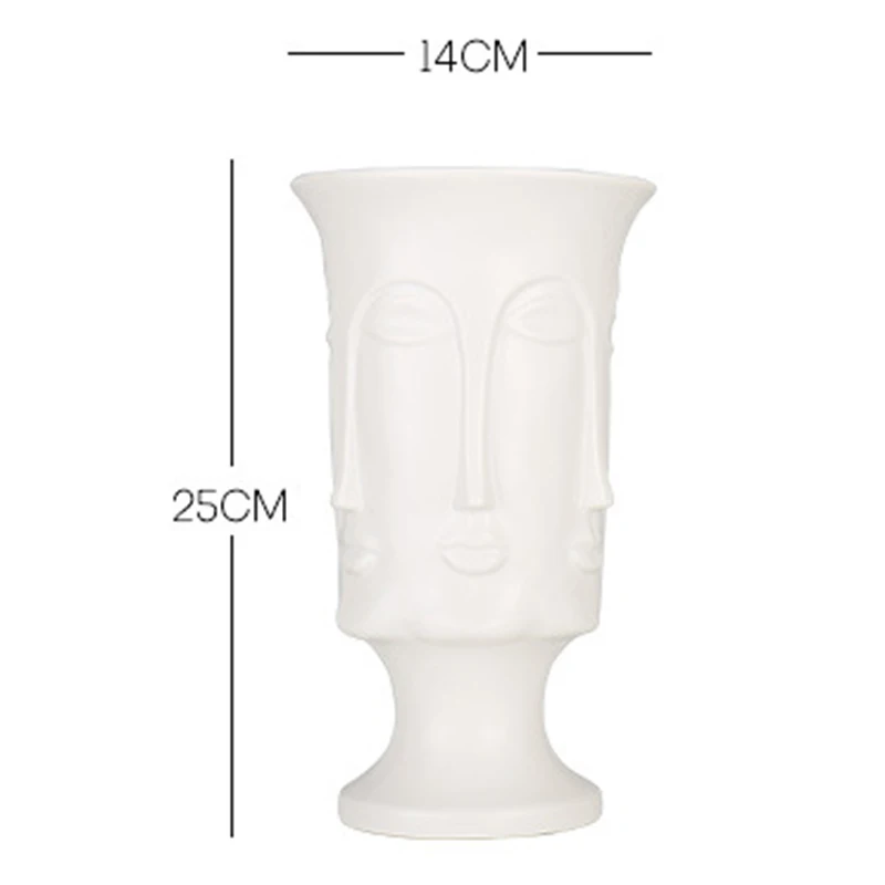Абстрактная керамическая ваза в скандинавском минимализме, матовая глазурованная декоративная ваза в форме головы, белая керамическая ваза