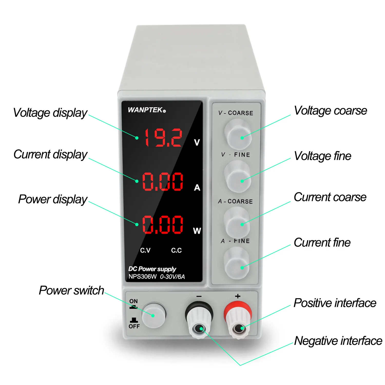  Wanptek Lab DC Adjustable Power Supply 120V 30V 6A 10A Digital Switching Voltage Regulator Stabiliz
