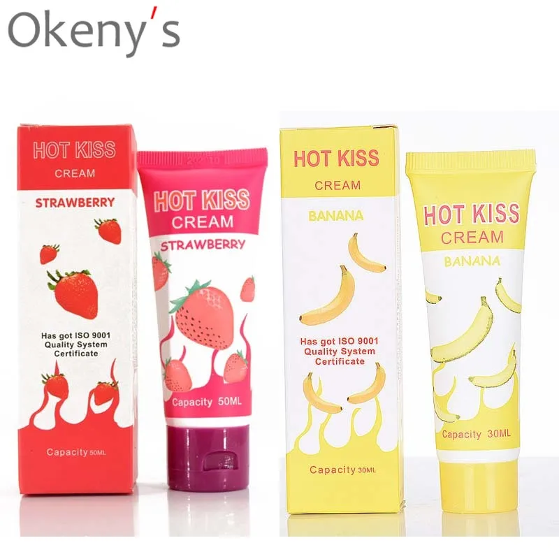Лубрикант HOT KISS с клубничным кремом банановый крем интимная смазка масло для