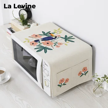 

Microwave Cover Dust Cover Cloth Art Kitchen Oven Cover Cloth Cotton Linen Multifunctional Home Pastoral Flowers Decoration