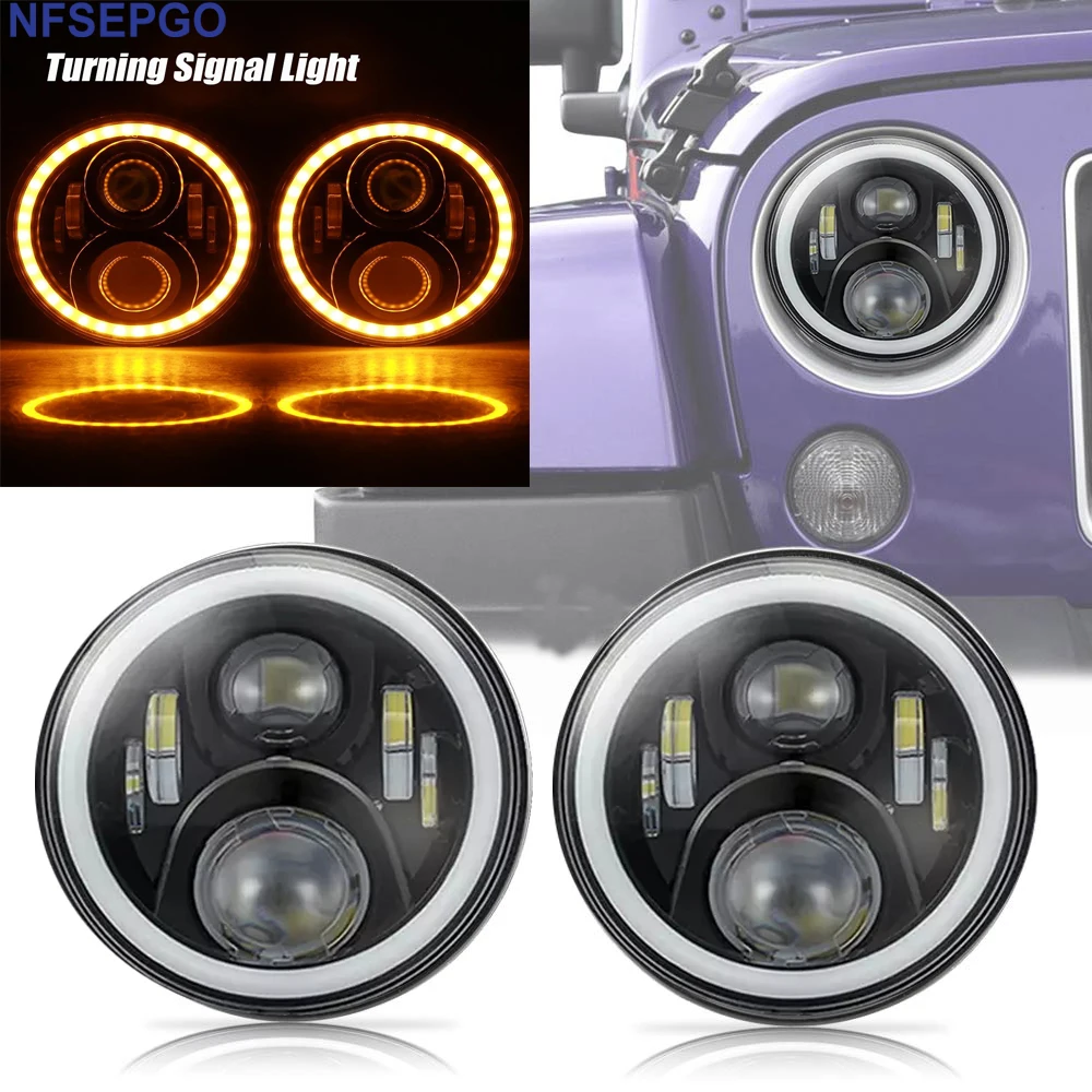 7 inch Car Light LED Headlight For Lada 4x4 DRL 7'' Halo Front Headlamp w/ Daytime running Lights For Jeep Jk Nissan Patrol Y60 7 inch Car Light LED Headlight For Lada 4x4 DRL 7'' Halo Front Headlamp w/ Daytime running Lights For Jeep Jk Nissan Patrol Y60