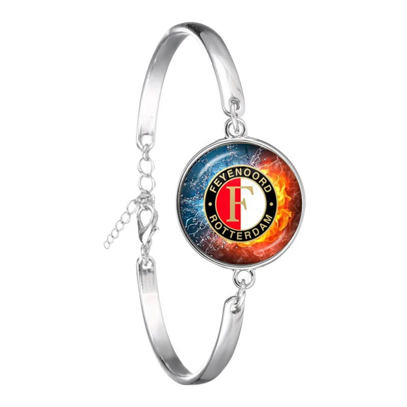 10 Feyenoord футбольный клуб стеклянный браслет из кабошона Feyenoord Роттердамские лиги логотип футбольный клубный браслет для фанатов подарок - Окраска металла: 10