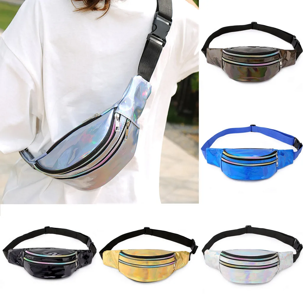 Women Waist BagFashion Women Students Outdoor Sports Zipper Messenger Bag Chest Bag Waist Bag