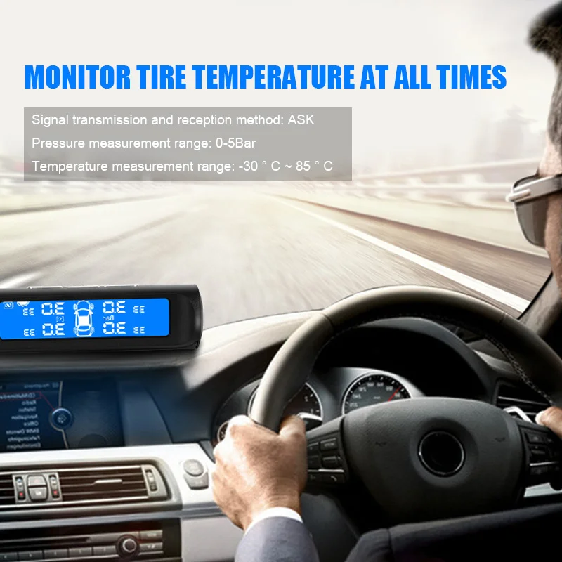 Автомобиль TPMS Авто TPMS Умная Система контроля давления в шинах сигнализация Инструмент внешний датчик солнечной энергии беспроводной универсальный