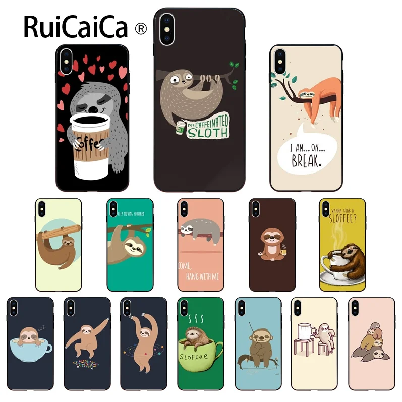 Ruicaica кофеиновое животное Ленивец Силиконовый ТПУ чехол для телефона Apple iPhone 8 7 6 6S