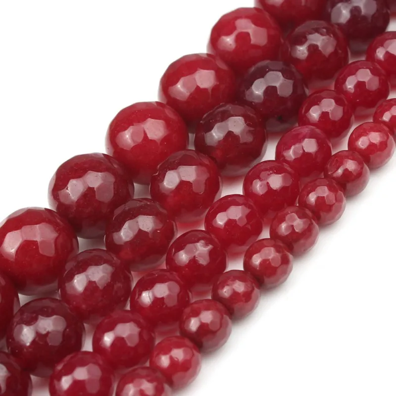 

Faceted Red Chalcedony Round Loose Stone Beads For Jewelry Making Needlework 4 6 8 10 12 mm DIY Bracelet Necklace 15'' Wholesale