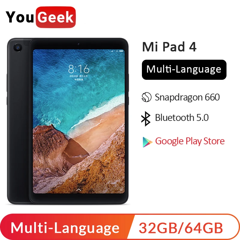 Xiaomi Mi Pad 4 MiPad ПК планшет Wifi LTE 8 &quotSnapdragon 660 6000 мАч батарея 16:10 13 0 МП + 5 Мп Android