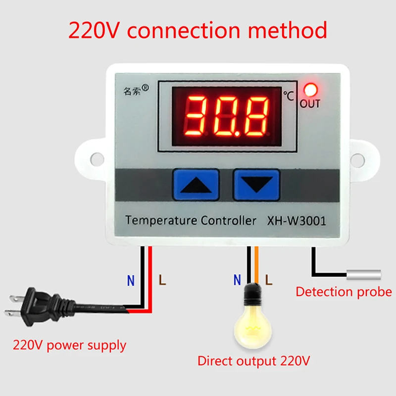 220 В светодиодный цифровой регулятор температуры 10A Термостат Датчик переключения новый
