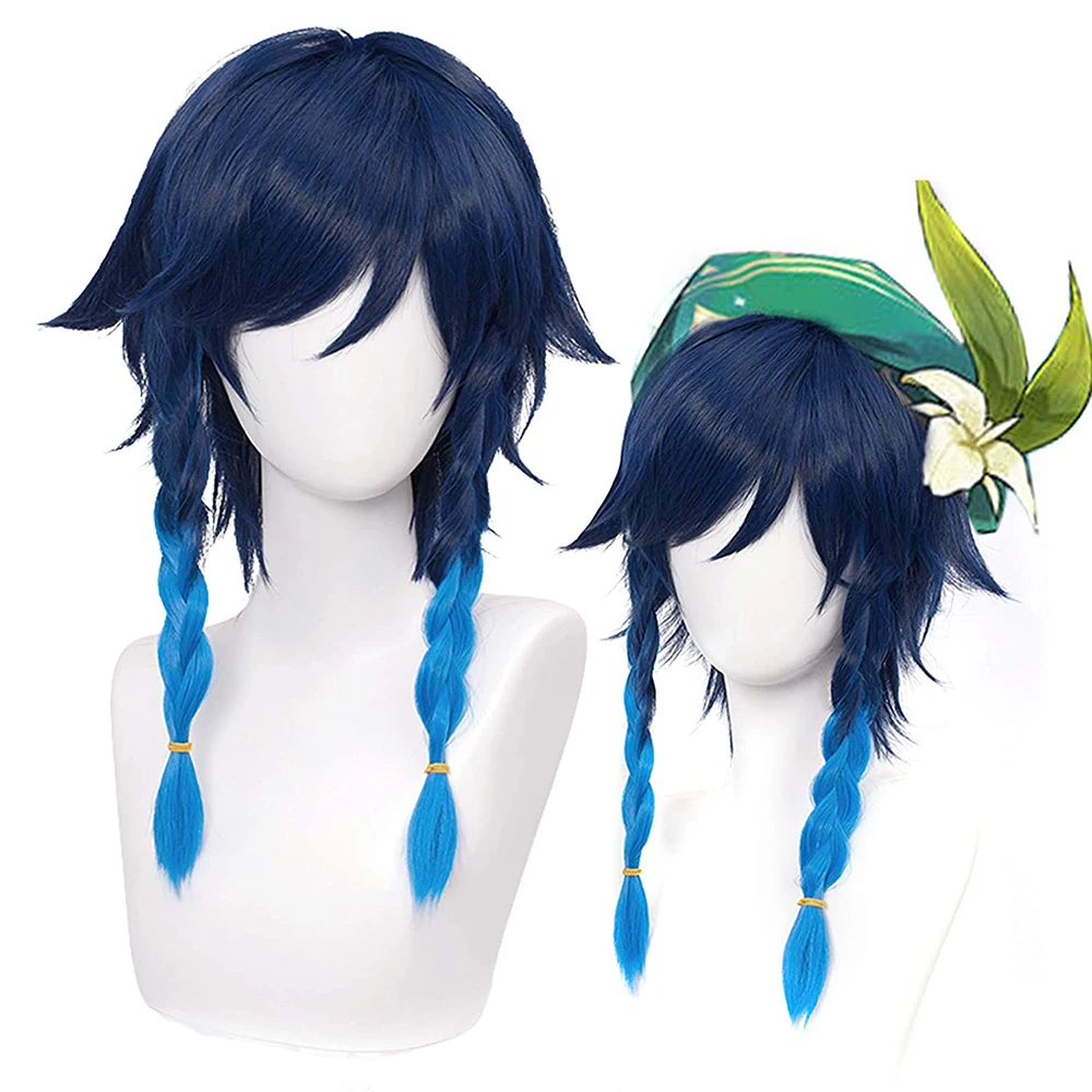 Tartaglia Childe Cosplay Wig Anime Genshin Impact Short Heat Resistant Synthetic Hair Tartaglia Role Play Costume Wigs