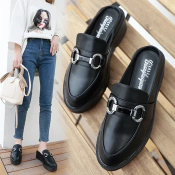 

Slippers Casual Med Women's Shoes With Platform On A Wedge Cover Toe Slides Pantofle Luxury Soft Flat 2020 Buckle Strap Bonded