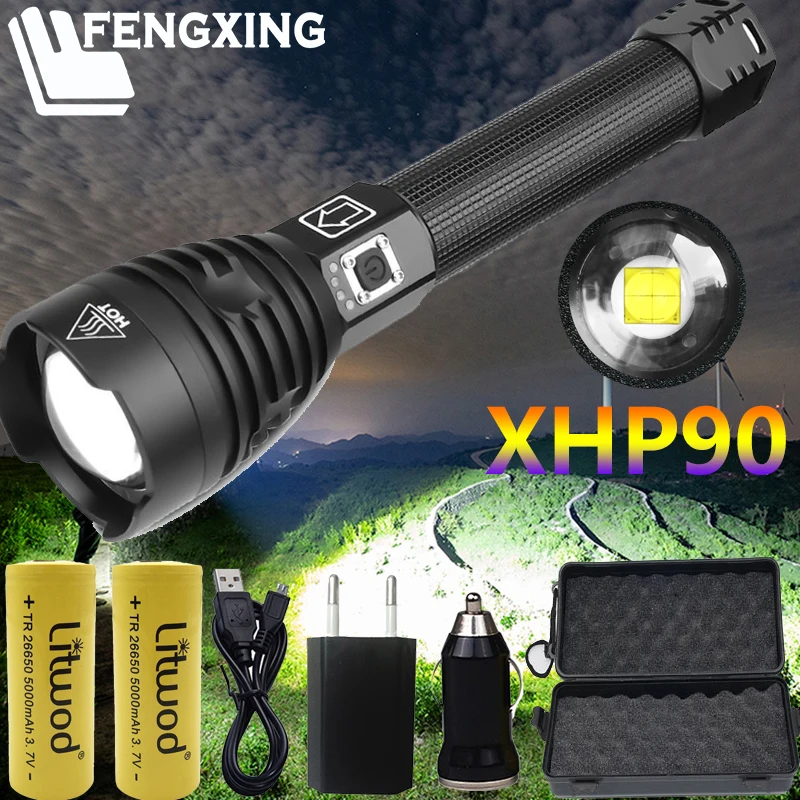 XHP90 Z901909 самый мощный светодиодный фонарик мощная 26650 или 18650 батарея и xhp70.2