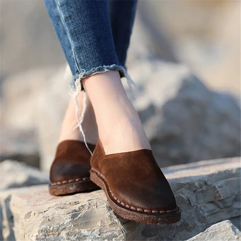 

Women Loafers Genuine Leather Flats Shoes Autumn Soft Bottom Leather Women Flats Handmade Lazy Shoes Casual Moccasins Women 135