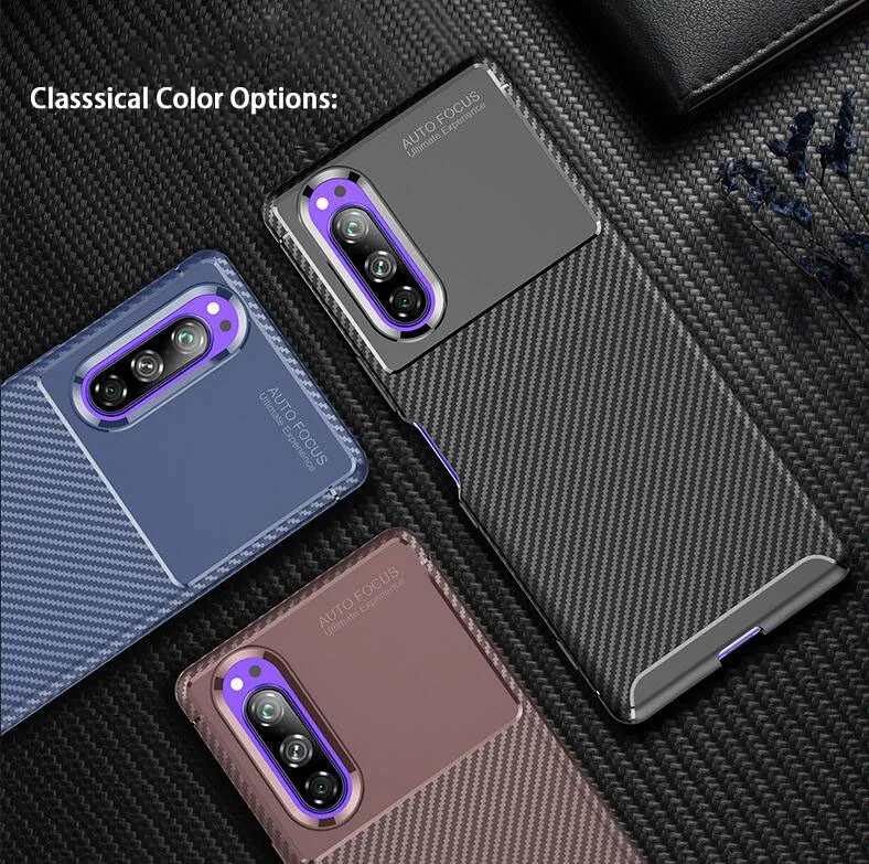 For SONY XPERIA XZ2 XZ3 1 Premium 10 Compact 10 Soft Carbon Design Cellphone Cover Shell For Xperia 5 PC Case