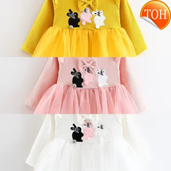 

Cute Toddler Baby Girl Floral Tutu Long Sleeve Princess Dress 2020 summer fashion outfit
