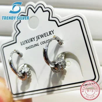 

crown cubic zircon stub earrings with stones for woman girl 925 sterling silver jewelry free shipping Valentine's gift